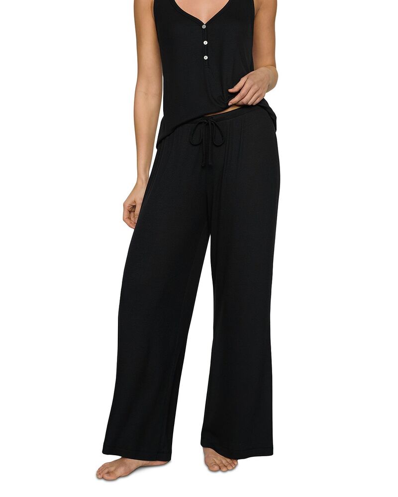 エバージェイ レディース ボトムス 心地好いズボン下 ワイドレッグ Eberjey Dream Rib Wide Leg Pants Black 黒いこと