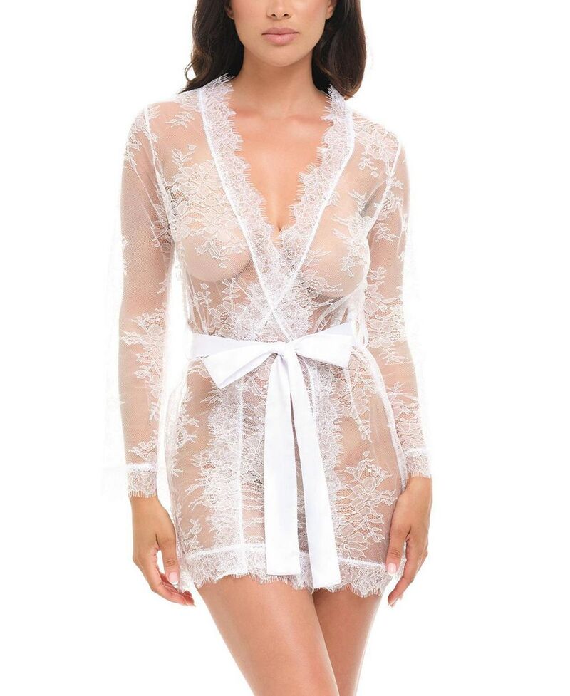 ララシェリ レディース アンダーお召しもの ナイト爵お召しもの スピード競技 Oh La Cheri Amour Short Lace Robe Bright White 白いこと