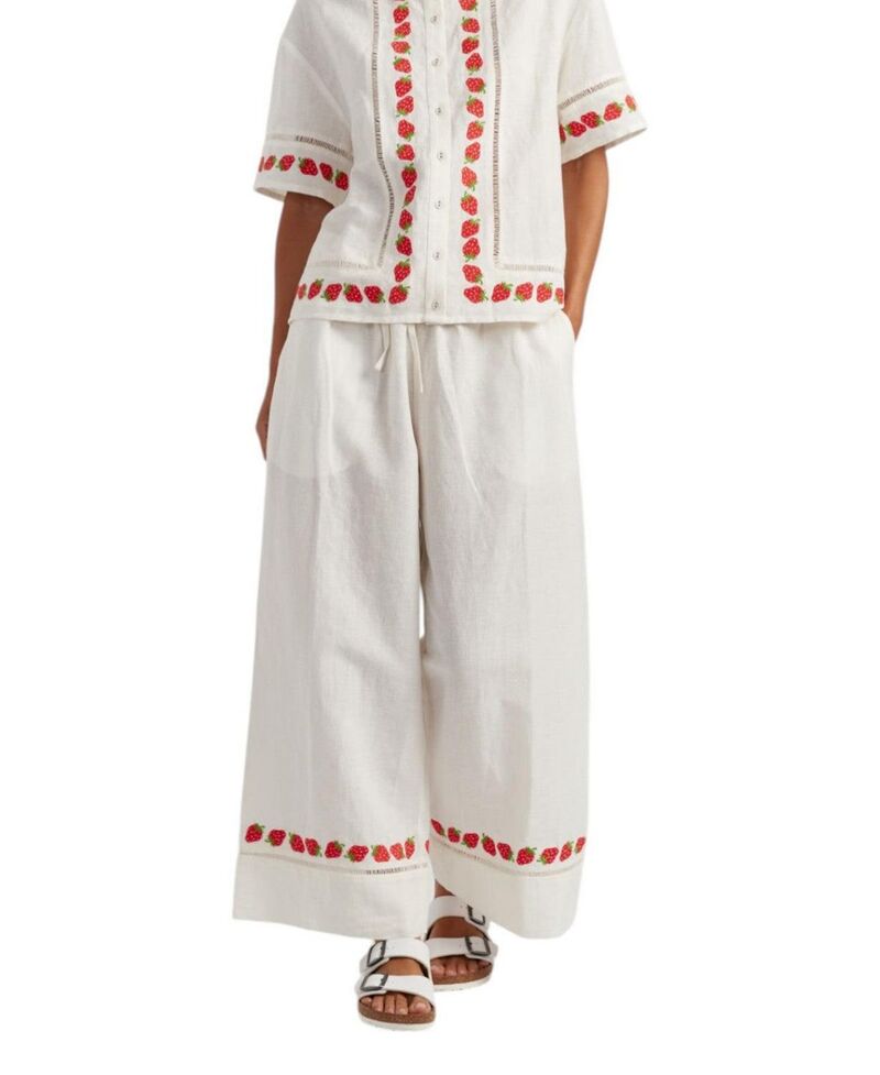 チンティアンドパーカー レディース ボトムス 心地好いズボン下 リネン Chinti \u0026 Parker Women\u0027s Linen-Blend Strawberry Trousers Cream 皮膚軟化剤
