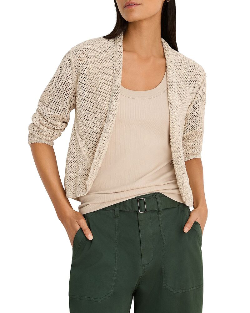 ニックプラスゾーイ レディース アウター ジレー メッシュ スウェーター NIC+ZOE Mesh Cocoon Cardigan Sweater Macadamia