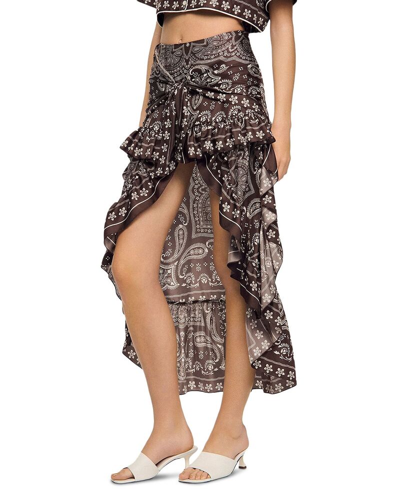 沙子ロ レディース 下つ方スコート 刷り上げる Sandro Bandana Print Short Skirtaupe / White 白いこと