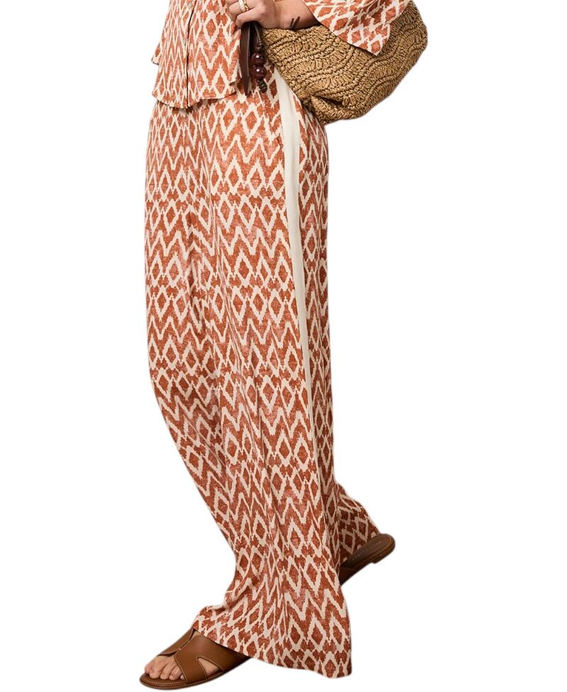 ミルトンベルベット レディース ボトムス 心地好いズボン下 ワイドレッグ 刷り上げる Mint Velvet Women\u0027s Geo Print Wide Leg Trousers Orange オレンジ色