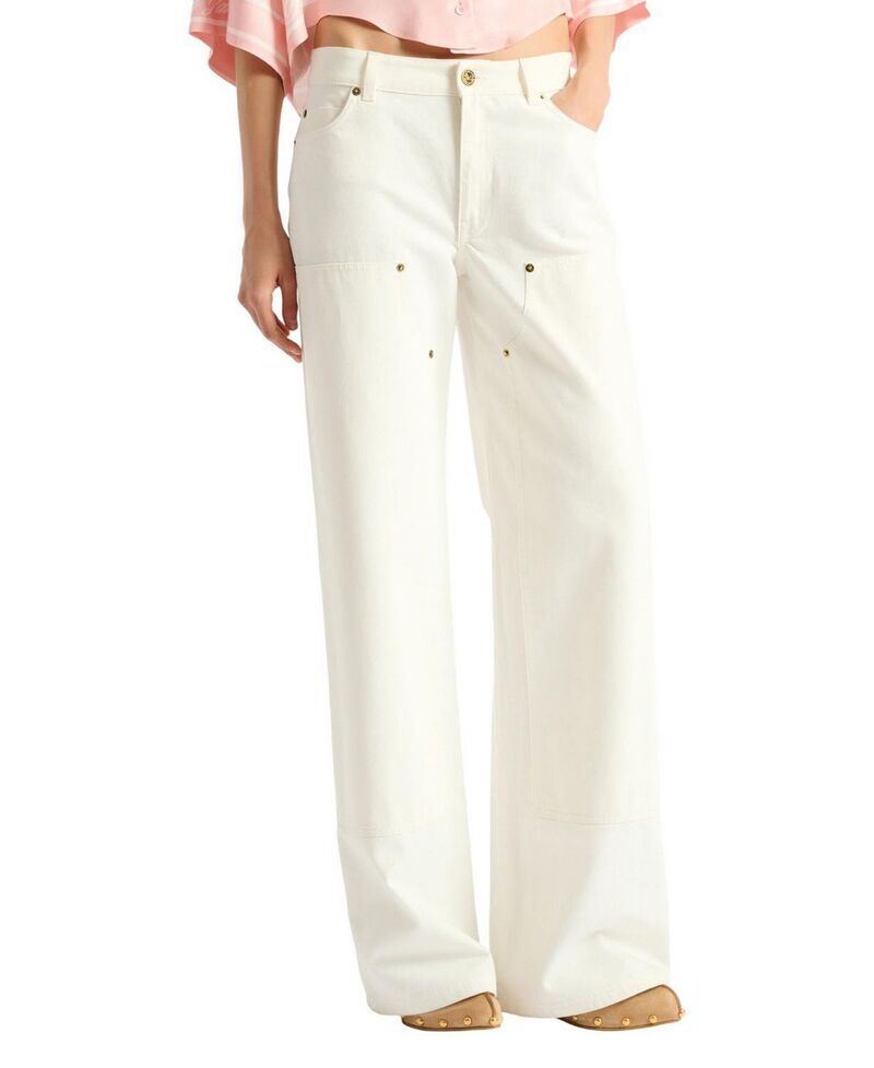バルマン レディース ボトムス ジーンズズボン下 デニム Balmain Loose-Fit Denim Jeans White 白いこと
