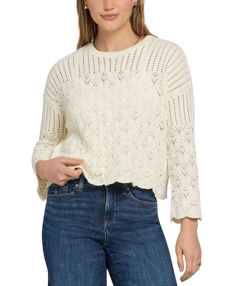 エヌワイディージェイ レディース アウター 編み物・スウェーター NYDJ Pointelle Popover Sweater Ivory 象牙色