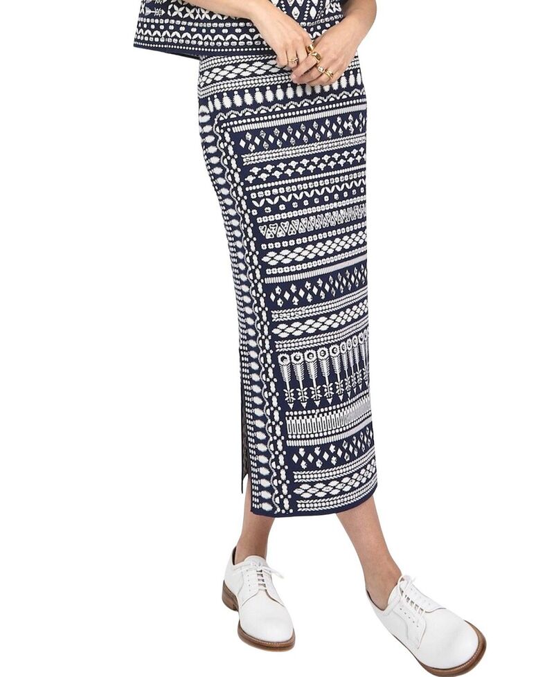 テンパリーロンドン レディース 下つ方スコート 編み物 Temperley London Women\u0027s Tlalli Knit Skirt Navy \u0026 Silver 米国海軍