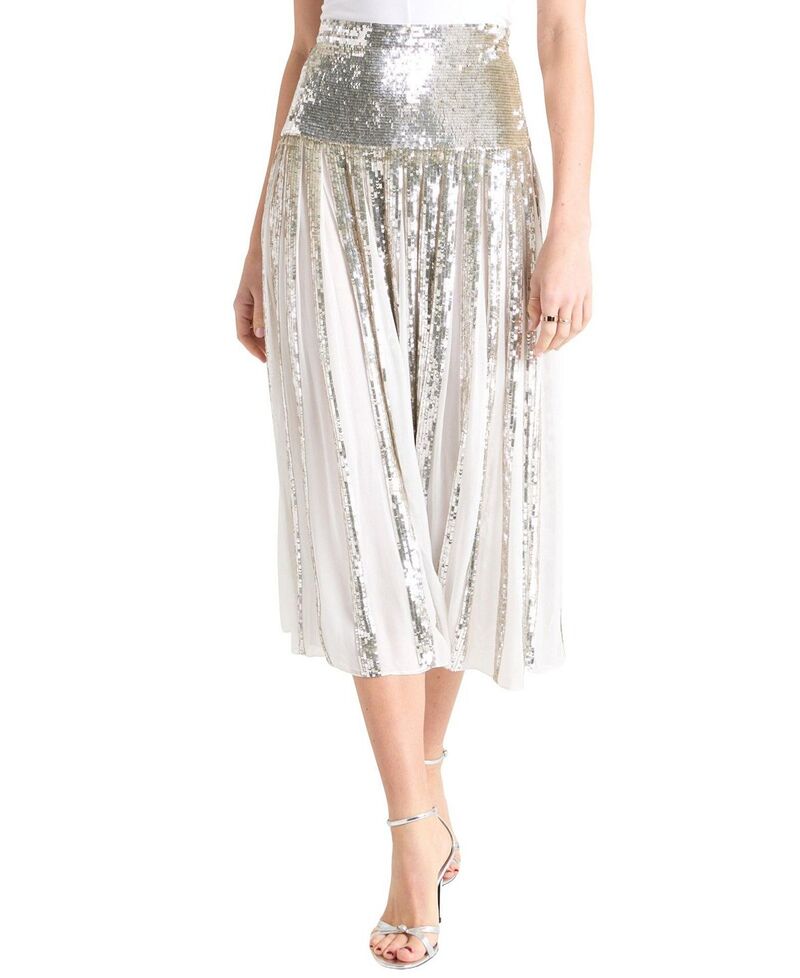 テンパリーロンドン レディース 下つ方スコート Temperley London Women\u0027s Filigree Skirt Silver しろがね色