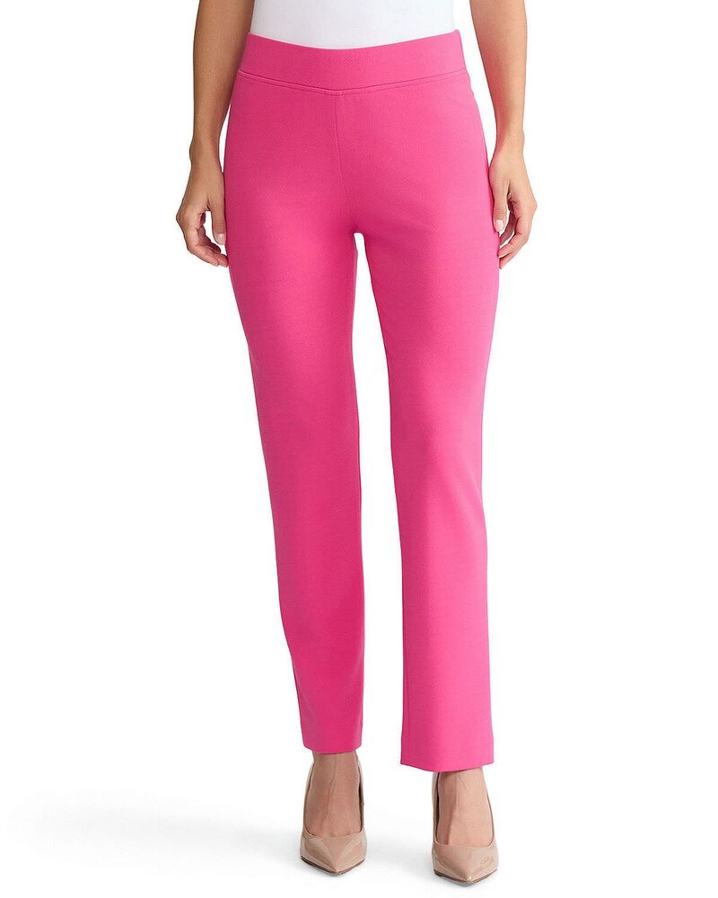 ミンウォン レディース ボトムス 心地好いズボン下 縮緬 Ming Wang Stretch Deco Crepe Straight-Leg Pants Carmine Rose
