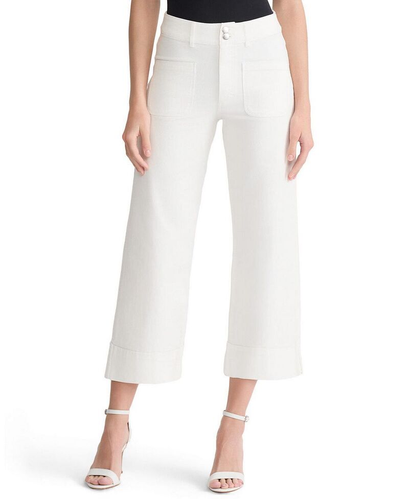 ミンウォン レディース ボトムス ジーンズズボン下 クロップド デニム Ming Wang Cropped Wide-Leg Jeans White 白いこと