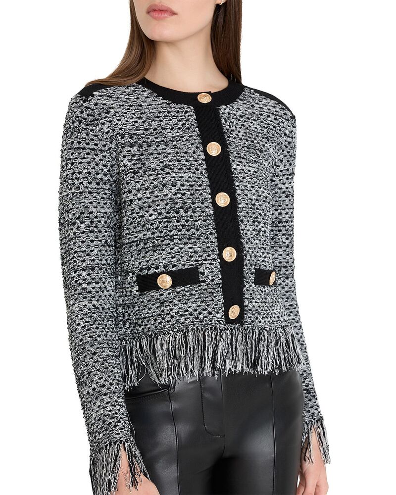 ミリー レディース アウター ジレー 労働者の一団のど首 ティーシャツ MILLY Kaia Crewneck Cardigan Sweater Black Multi 黒いこと