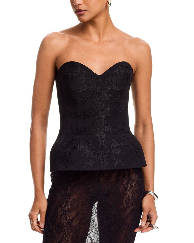 マックイーン レディース トップス プルオーバー スピード競技 McQueen Lace Ribcagembroidery Corsetop Black 黒いこと
