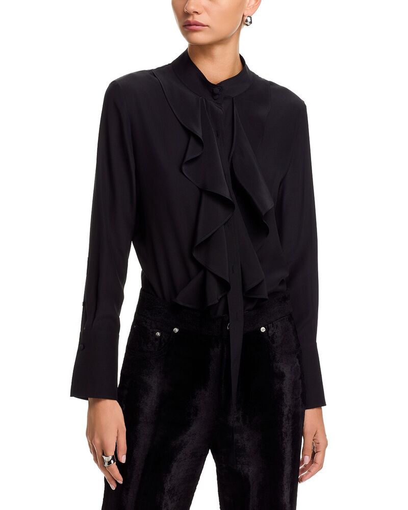 マックイーン レディース トップス シャツ シルク ブラウス McQueen Silk Crpe de Chine Blouse Black ブラック｜ReVida 店
