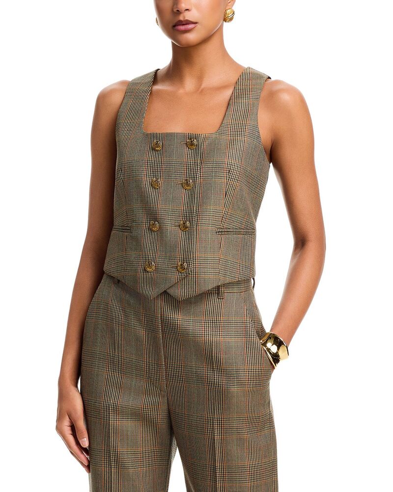 マックイーン レディース アウター 限りない McQueen Country Check Vest Brown 赤銅色