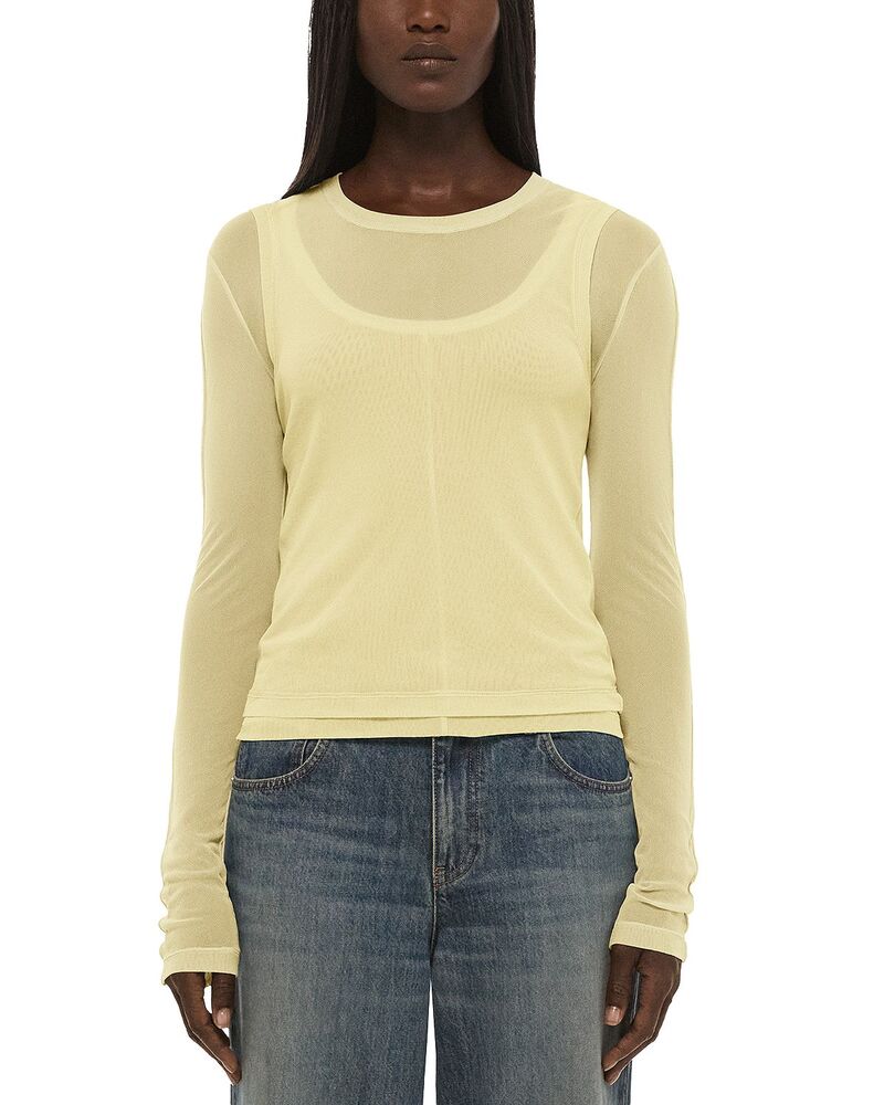 ヘルムート 言葉づかい レディース トップス プルオーバー メッシュ Helmut Lang Mesh Layered Tee Limoncello