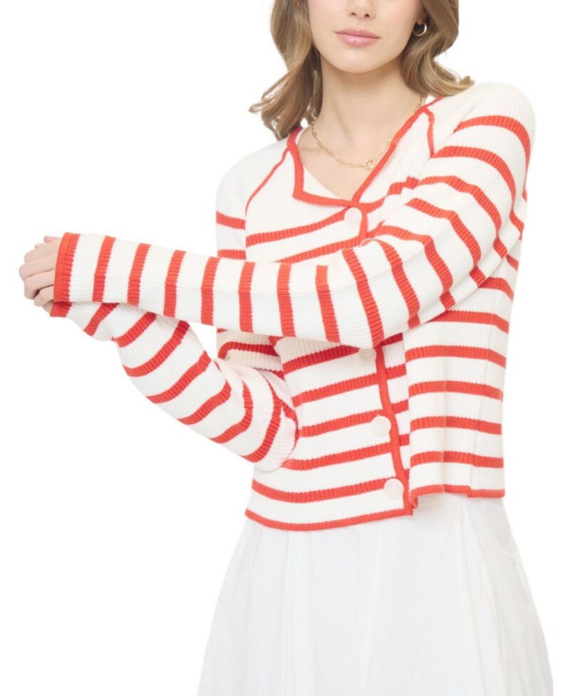 セントラルパークウェスト レディース アウター 上衣・上衣 スウェーター Central Park West Women\u0027s Maisie Collarlessweater Jacket White-Red 白いこと