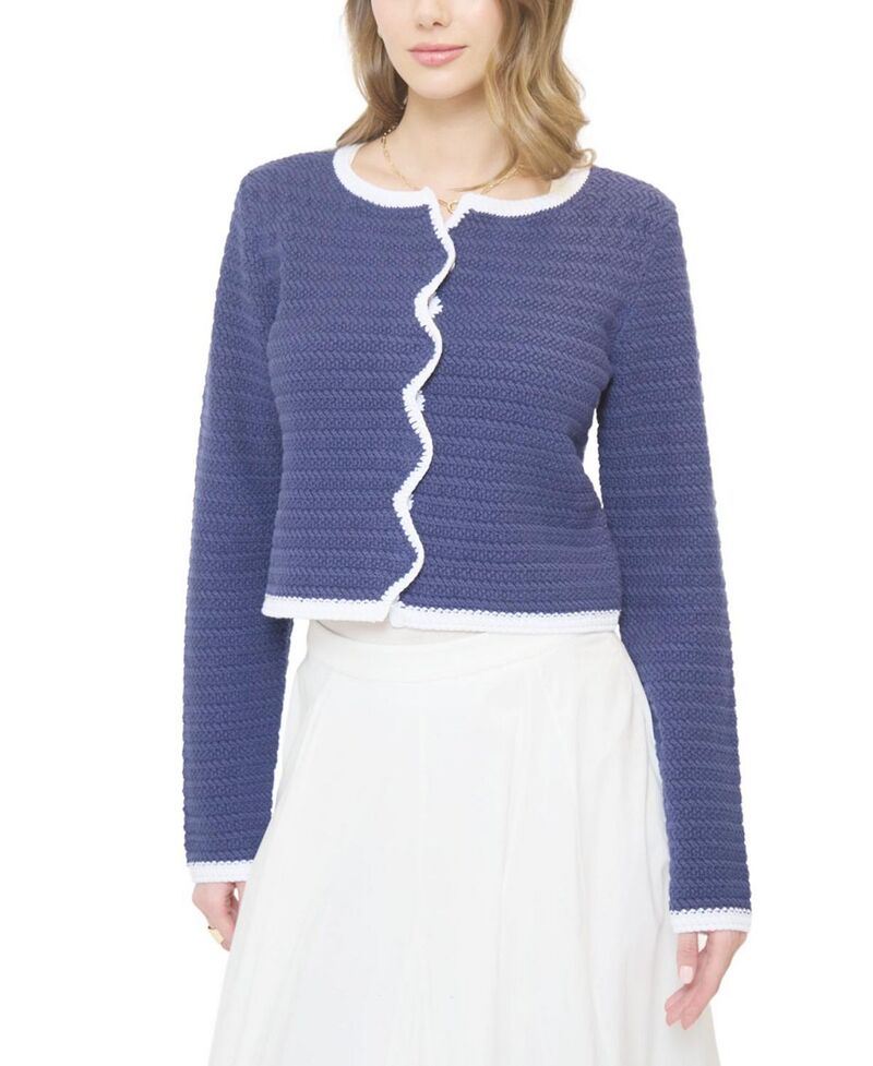 セントラルパークウェスト レディース アウター カーディガン Central Park West Women's Wren Scallop Crochet Cardiganavy-Combo ネイビー|ReVida 店