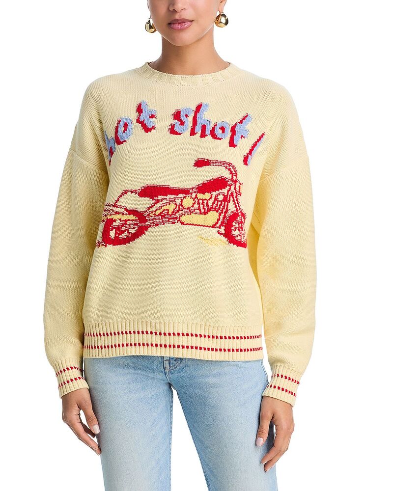 お母さん レディース アウター 編み物・スウェーター 労働者の一団素っ首 MOTHER The Big Jumper Crewneck Sweater Ivory 象牙色