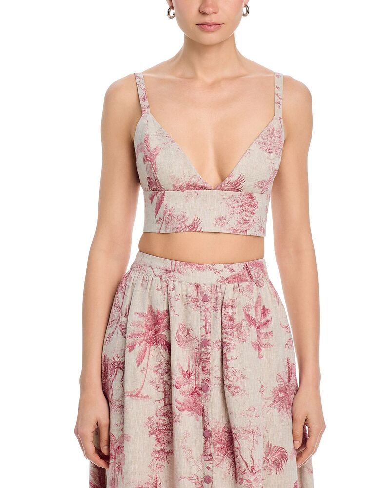 ラジャンス レディース アンダー御召しもの ブラ リネン L\u0027AGENCE Kaori Linen Bralette Top Tan Multi Jungle Toile タン