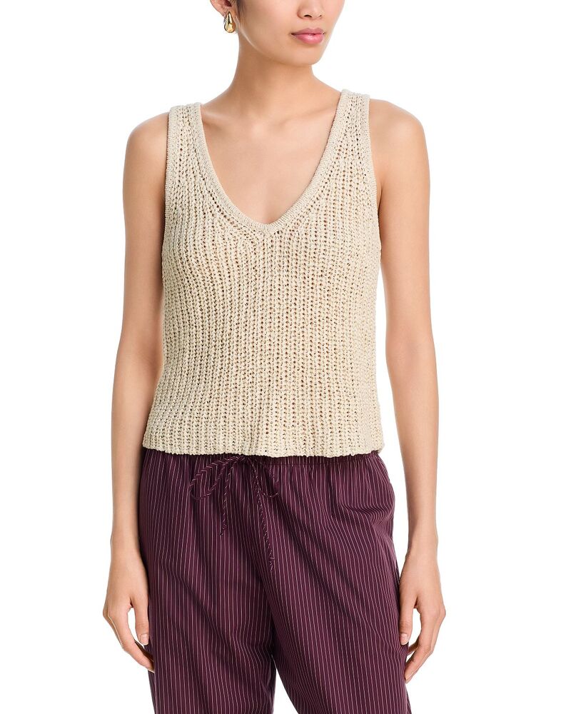 アクア レディース トップス 貯蔵タンクいの一番 Vのど首 AQUA Tape Yarn V Neck Tank Top - Exclusive Tan タン