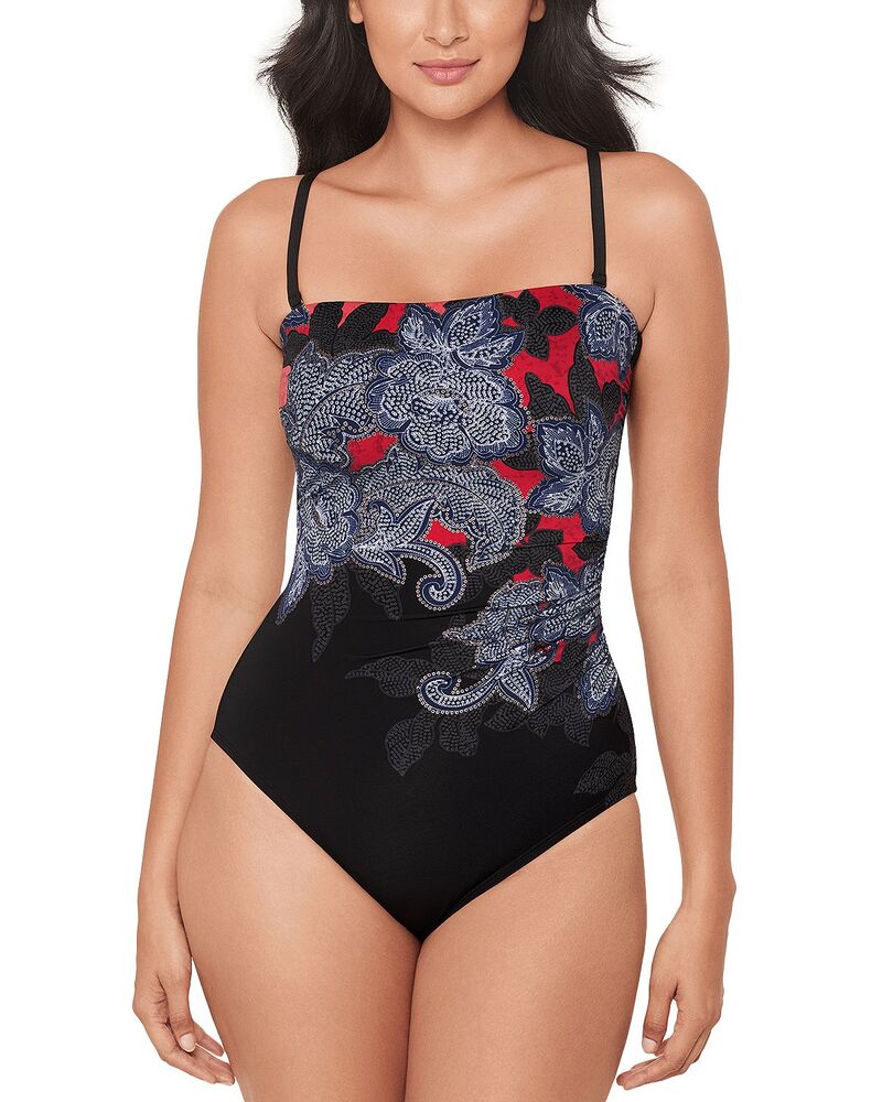 不思議なこと背広 レディース 水泳着 上下仕掛ける プルオーバー Miraclesuit Steel Magnolias Avanti One Piece Swimsuit Black/Multi 黒いこと