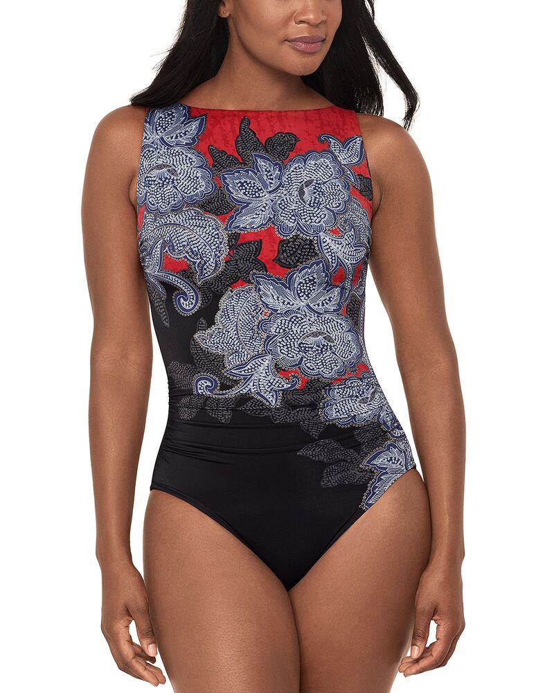 不思議なこと背広 レディース 水泳着 上下仕掛ける プルオーバー Miraclesuit Steel Magnolias Regatta One Piece Swimsuit Black/Multi 黒いこと