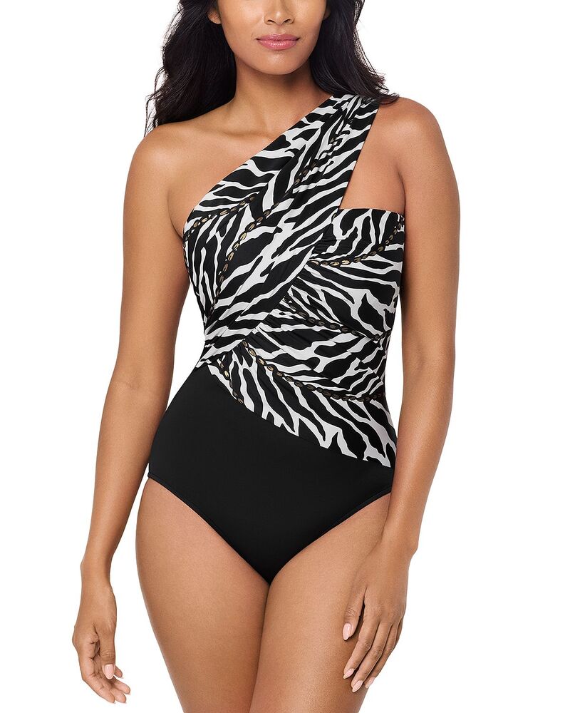 神通力背広 レディース 水泳着 上下仕掛ける Magicsuit Sand Tracks Goddess Convertible One Piece Swimsuit Black/White 白いこと