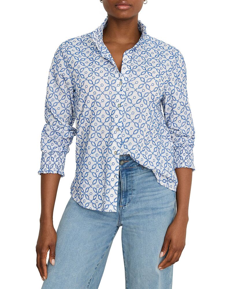 ニックプラスゾーイ レディース トップス シャツ 刺繍 NIC+ZOEmbroidered Tile Shirt Blue Multi ブルー｜ReVida 店
