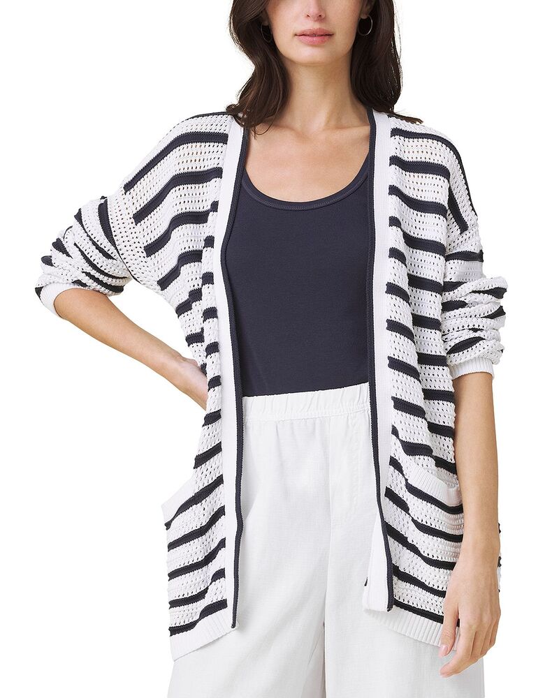 スプレンディット レディース アウター ジレー Splendid Beckham Striped Open Cardigan White/navy 白いこと