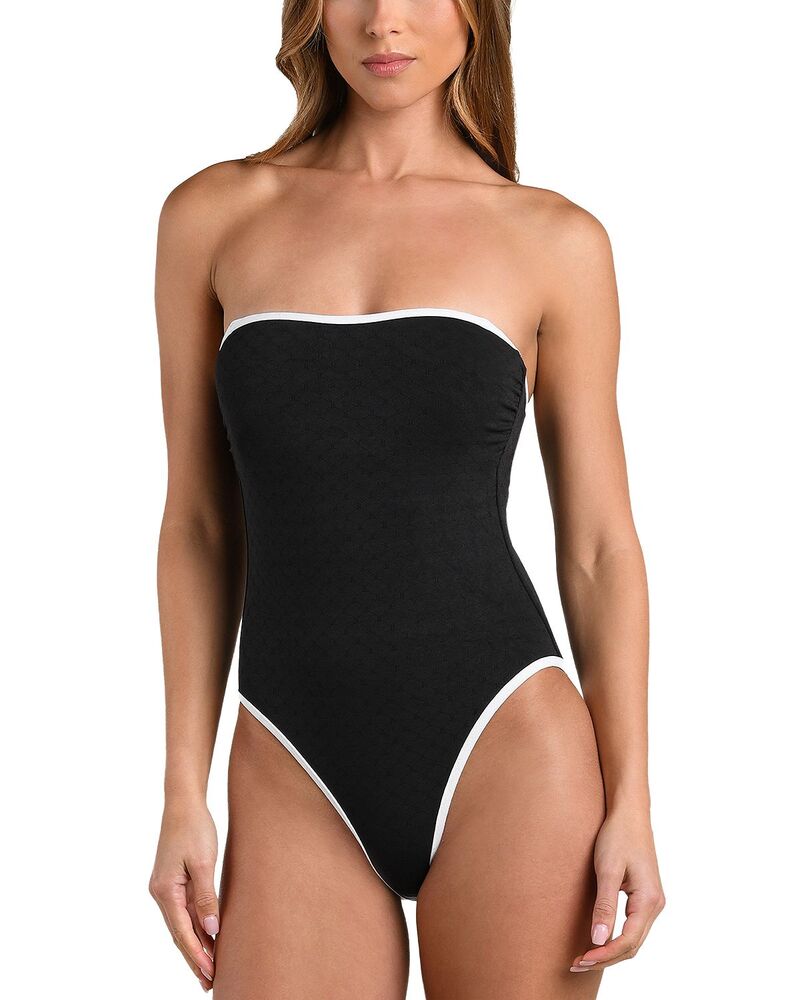 ラジャンス レディース 水着 上下セット L'AGENCE Tory Bandeau Fine Line One Piece Swimsuit Black ブラック|ReVida 店