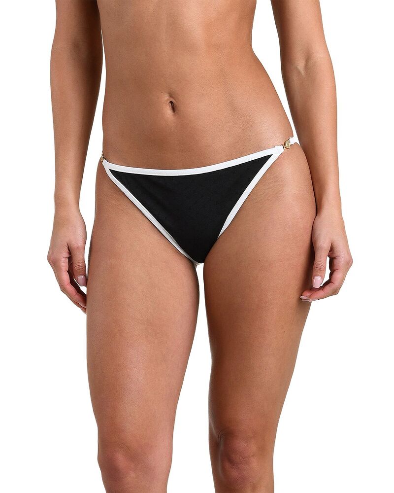 ラジャンス レディース 水泳着 ボトムスのみ L\u0027AGENCE Violet Fine Line String Bikini Bottom Black 黒いこと