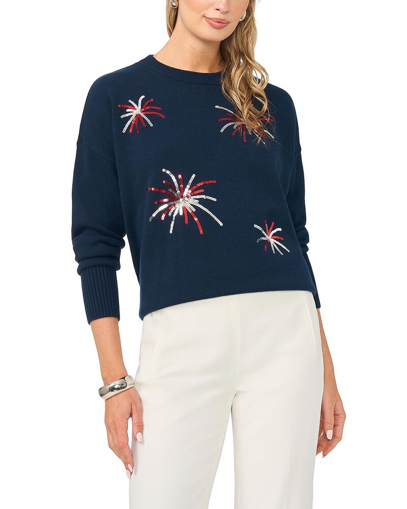 ヴィンスカムート レディース アウター 編み物・プルオーバー 労働者の一団のど首 VINCE CAMUTO Firework Crewneck Sweater Classic Navy 米国海軍