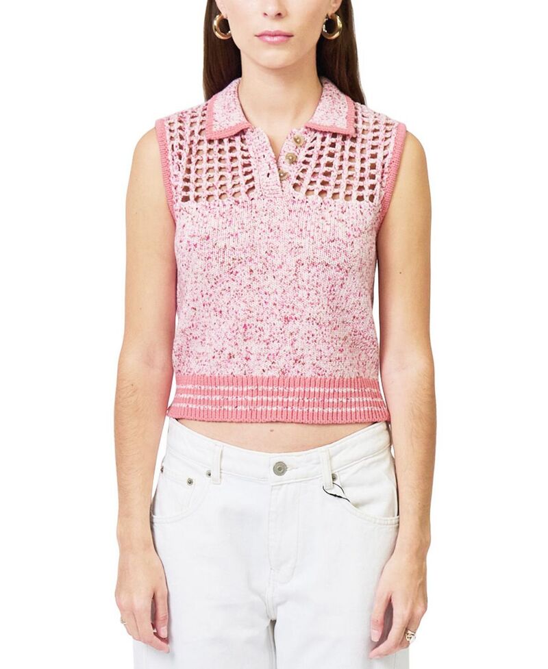 セントラルパークウェスト レディース トップス スポーツシャツ メッシュ ノースリーブ Central Park West Women\u0027s Clover Sleeveless Mesh Polo Pink Multicolor サクラ色