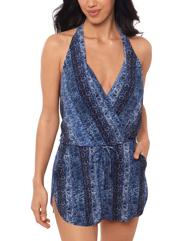 神通力背広 レディース 水泳着 上下仕掛ける Magicsuit Via Roma Ellie One Piece Swim Dress Blue Multi 青色