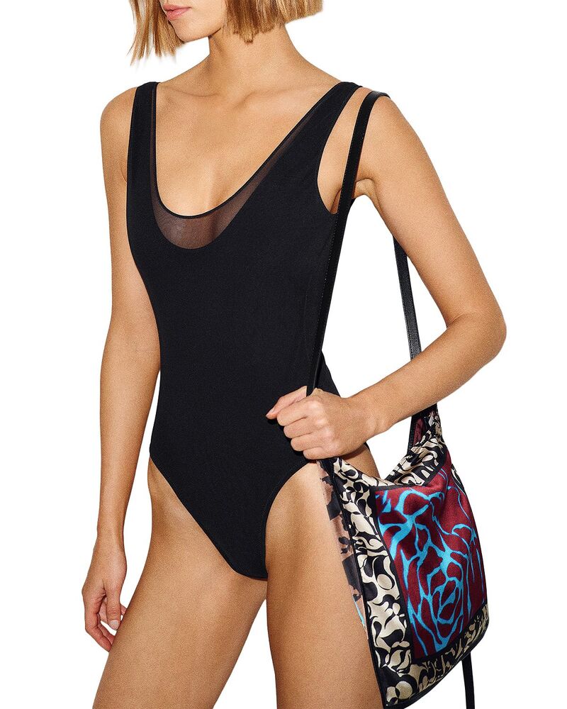 リフォーメーション レディース 水泳着 上下仕掛ける Reformation Pontia One Piece Swimsuit Black Mesh 黒いこと