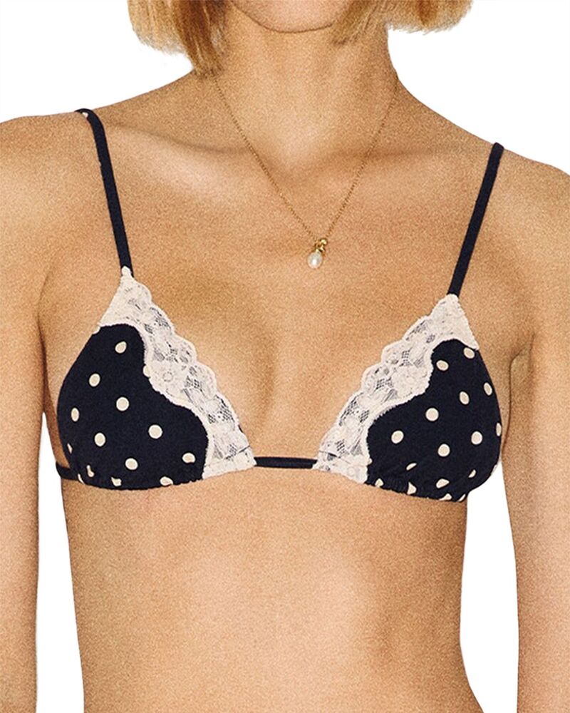 リフォーメーション レディース 水泳着 いの一番のみ Reformation Kaia Bikini Top Luna Dots Ivory Lace 象牙色