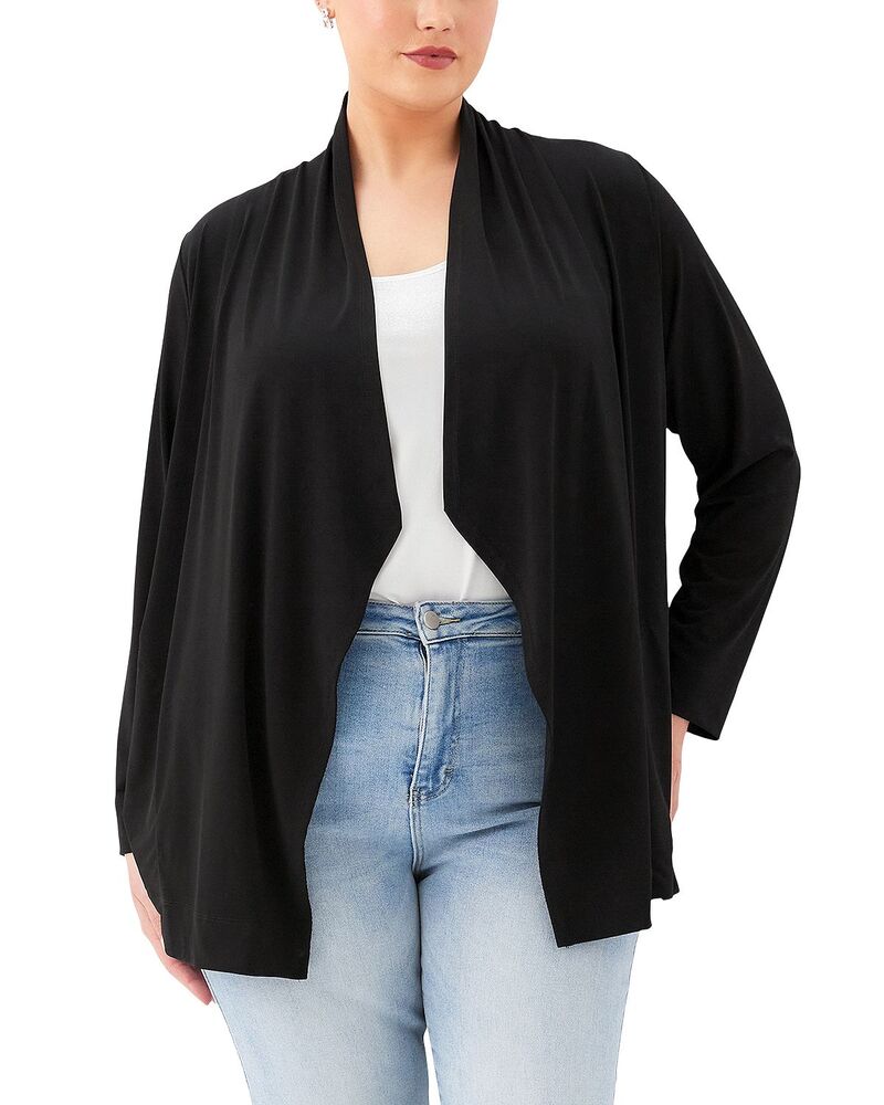 カレンケーン レディース アウター ジレー ドレープラスサイズ Karen Kane Plus Drape Travel Cardigan Black 黒いこと