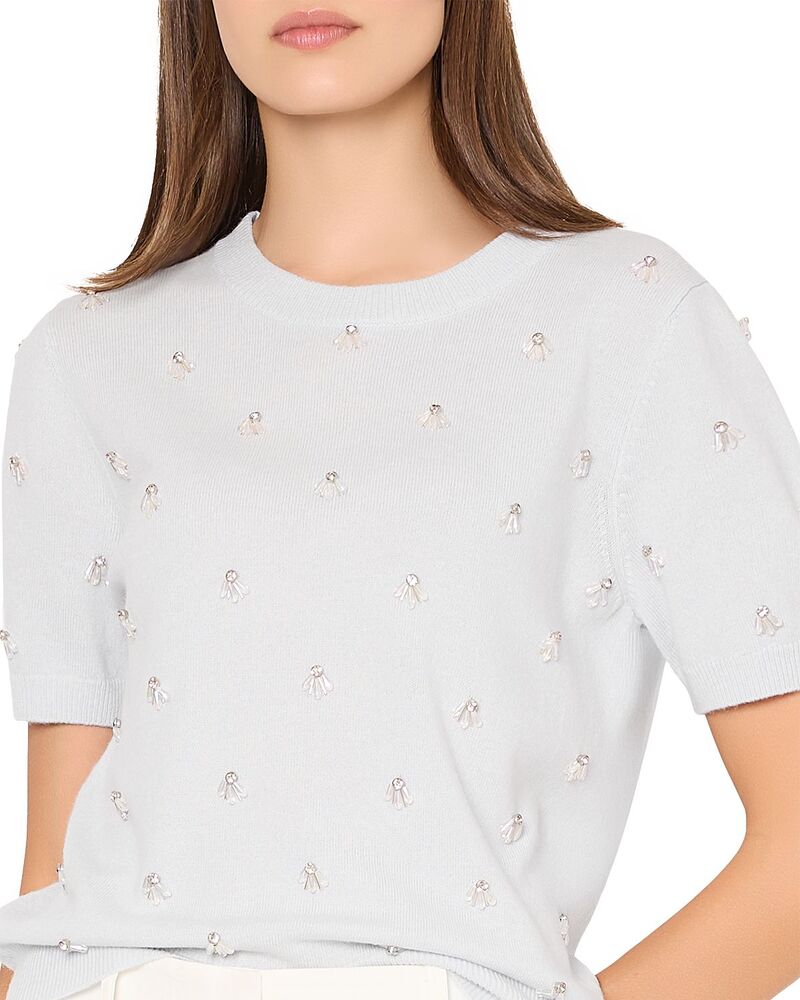 ミリー レディース アウター 編み物・ティーシャツ MILLY Rosalyn Short Sleeve Sweater Light Blue Melange 青碧