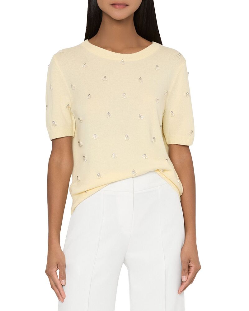 ミリー レディース アウター 編み物・ティーシャツ MILLY Rosalyn Short Sleeve Sweater Light Yellow 黄色