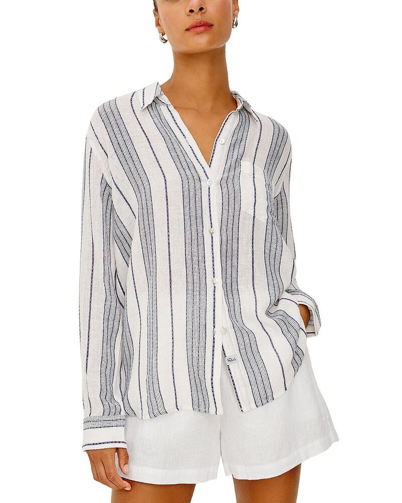 レイルズ レディース トップス シャツ 刺繍 Rails Charli Embroidered Shirt Salino Stripe ストライプ｜ReVida 店