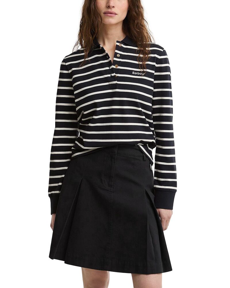 バブアー レディース トップス スポーツシャツ Barbour Ashwell Polo Top Dark Navy Stripe 米国海軍