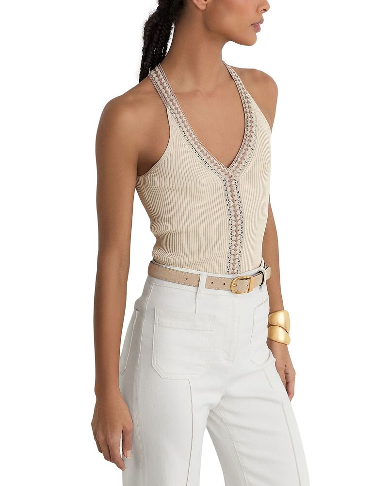 レイス レディース トップス シャツ REISS Nora Braided Trim Top Neutral｜ReVida 店