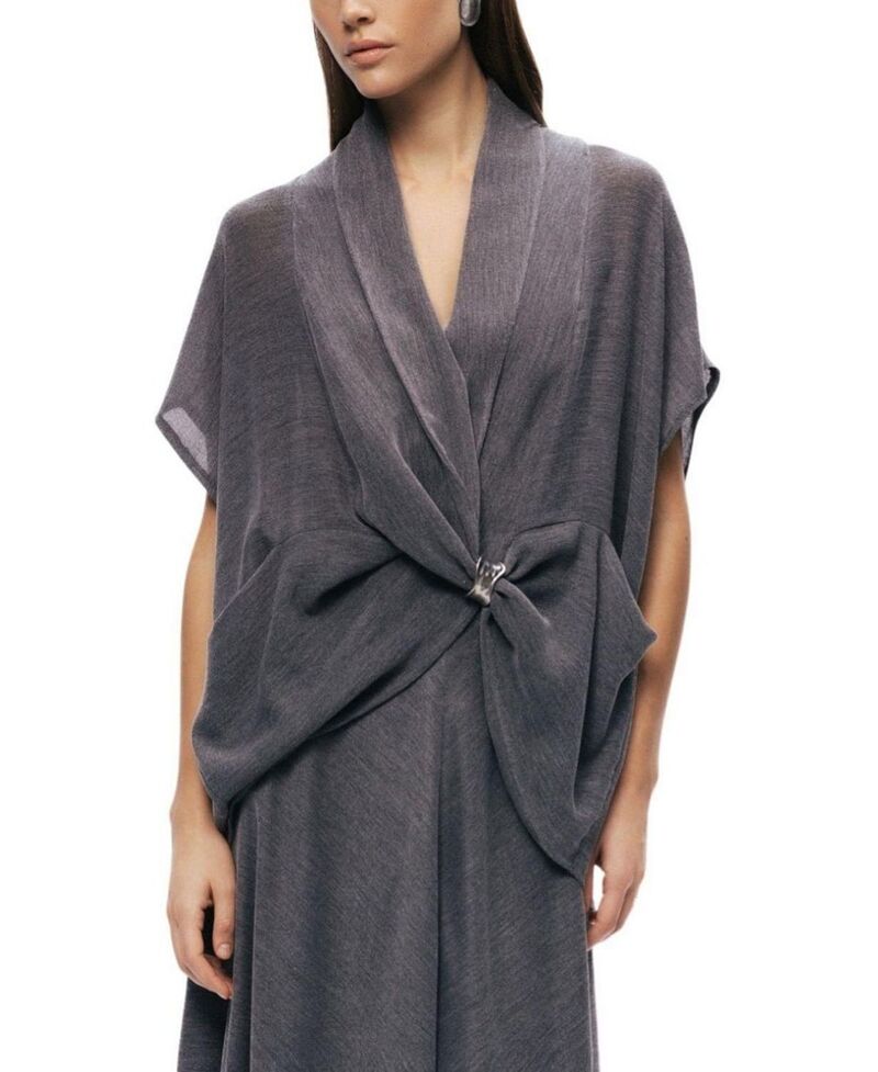 ノクチューン レディース トップス プルオーバー ドレープ トップ NOCTURNE Draped Wrap Blouse Grey 薄墨色