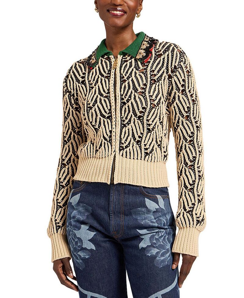 ラ・ダブル・ジェイ レディース アウター ジレー La DoubleJ Picture Cardigan Bicolor Black/Beige 黒いこと