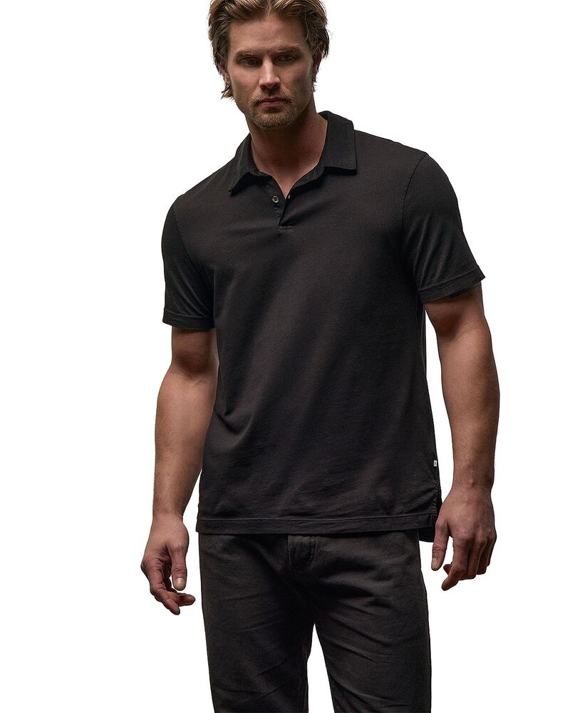 ジェームス がま口 メンズ トップス スポーツシャツ スエードクロス プルオーバー James Perse Sueded Jersey Polo Black 黒いこと