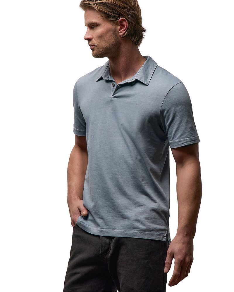 ジェームス がま口 メンズ トップス スポーツシャツ スエードクロス プルオーバー James Perse Sueded Jersey Polo Bluestone