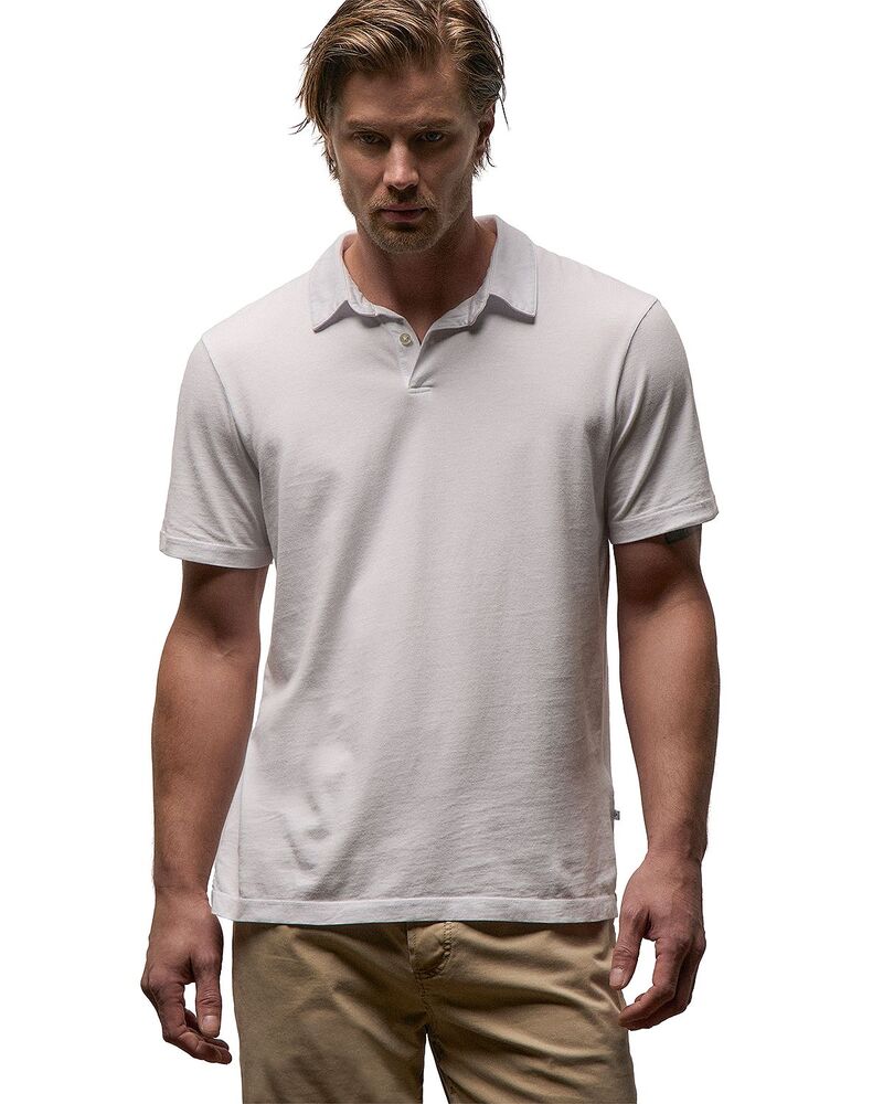 ジェームス がま口 メンズ トップス スポーツシャツ スエードクロス プルオーバー James Perse Sueded Jersey Polo White 白いこと