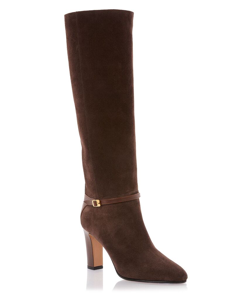 ヴァレンティノ レディース シューズ ブーツ・レインブーツ スエードクロス Valentino Garavani Women\u0027suede Buckle Boots Brown 赤銅色
