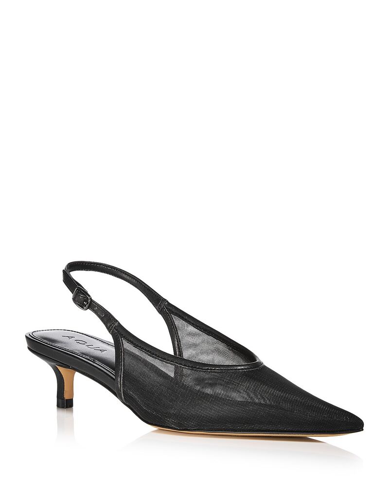アクア レディース シューズ パンプス メッシュ AQUA Women\u0027s Kitie Mesh Slingback Pumps - Exclusive Black Mesh 黒いこと