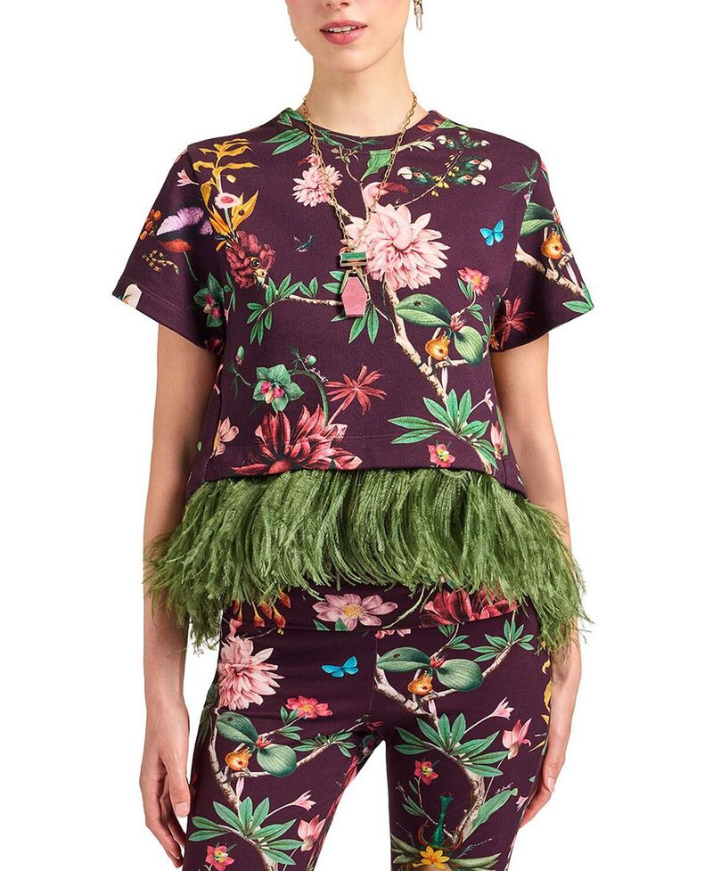 ラ・ダブル・ジェイ レディース トップス ティーシャツ La DoubleJ La Scala Tee Zooflora Bordeaux