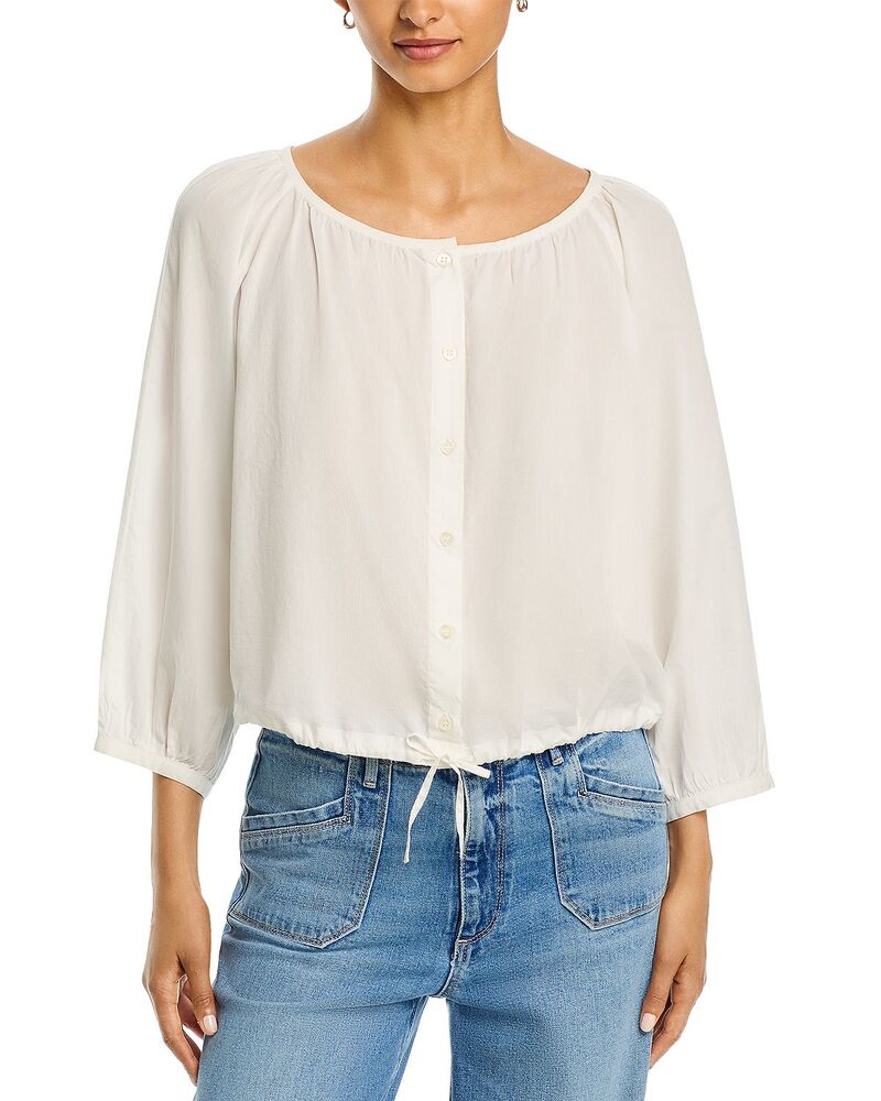 ページ レディース トップス プルオーバー トップ PAIGE Kinzie Tie Hem Blouse White 白いこと