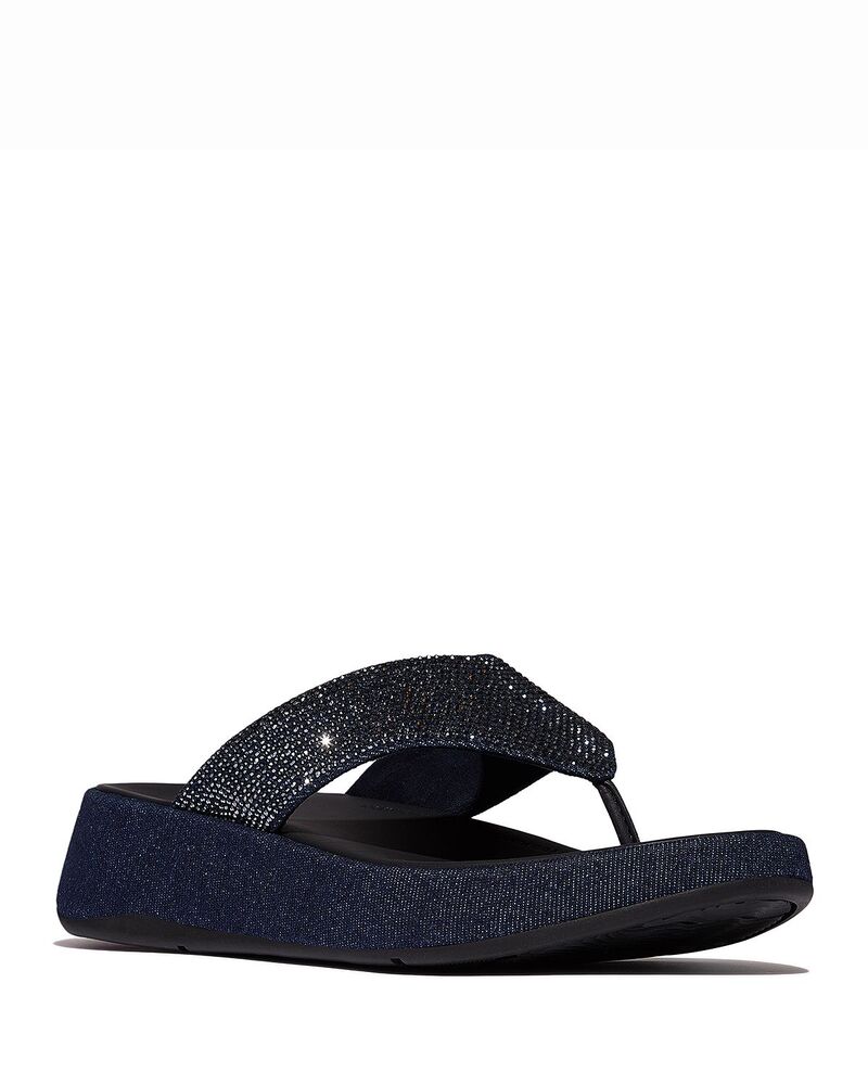 相応うフロップ レディース シューズ サンダル FitFlop Women\u0027s F-Mode Thong Wedge Sandals Dark Denim ジーンズ